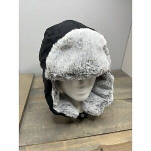 Unigear Trapper Hat Cap Black W/ Fur Like Fabric Lined Ear Flaps Aviator EXC